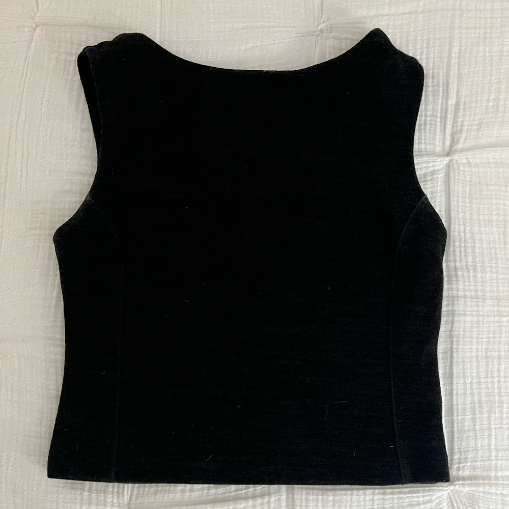 Banana Republic Black Tank Top Cut Out Back w/ Leather Size 2